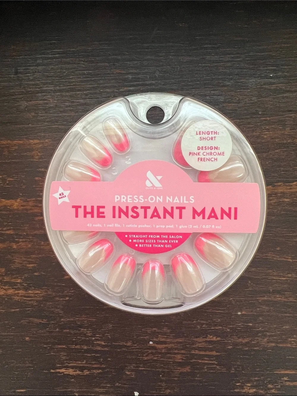 Olive & June The Instant Mani Press-On Nails - Pink Chrome French